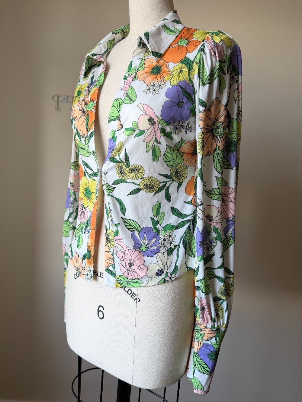 AFRM Vintage Floral Blouse Long Sleeve | Women's Size M Night Out Top | Retro